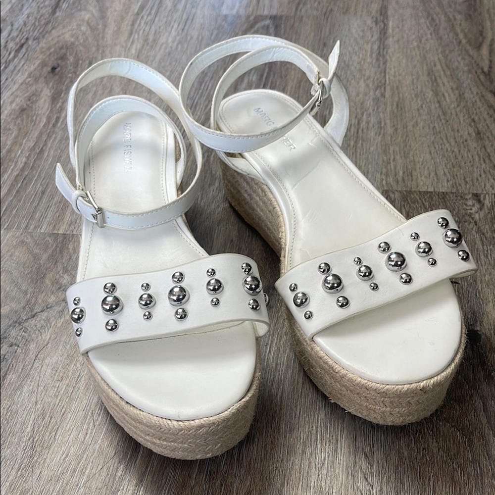 Marc Fisher “Joyce” White Studded Platform Sandals